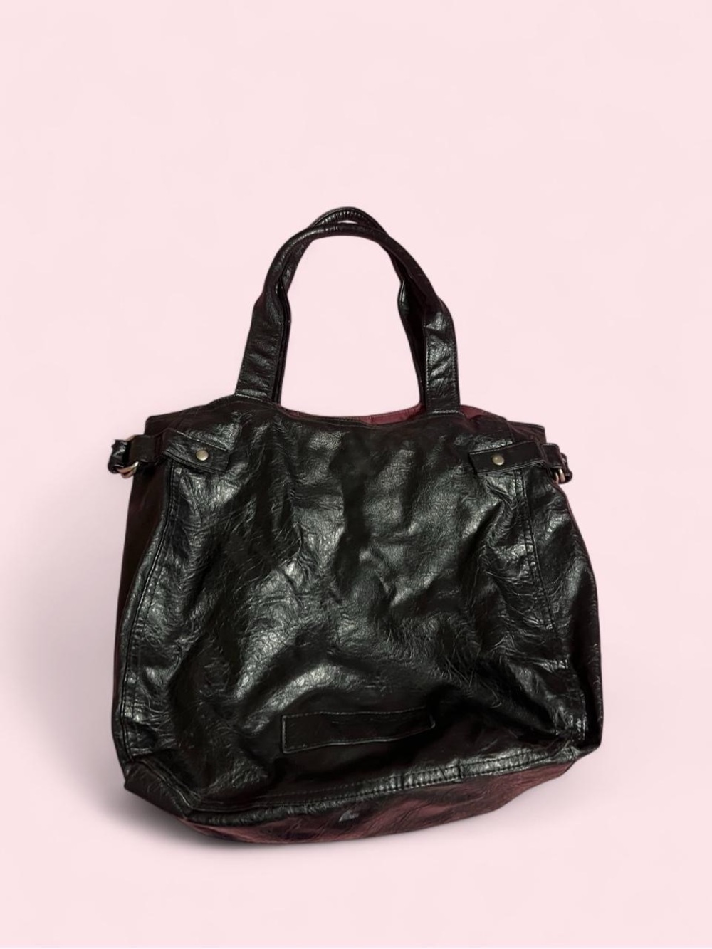 Classic Airwalk Black Faux Leather Tote Bag - Women